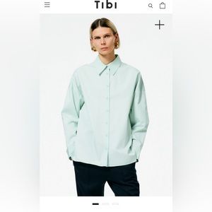 Tibi Stone Washed Lightweight Twill Oversized Shirt
